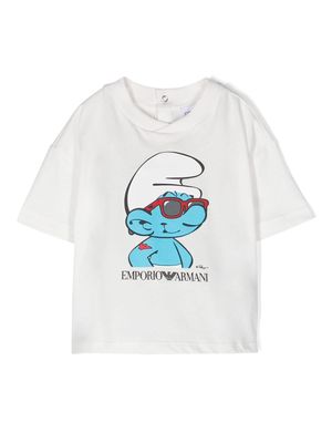 Emporio Armani Kids x Smurfs organic cotton T-shirt - White