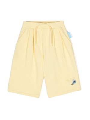 Emporio Armani Kids x The Smurfs logo-appliqué cotton shorts - Yellow