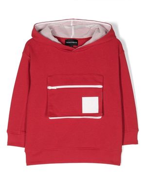 Emporio Armani Kids zip-pocket cotton hoodie - Red