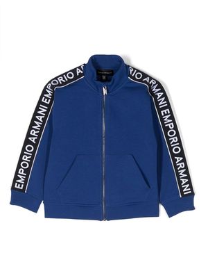 Emporio Armani Kids zip-up logo print jacket - Blue