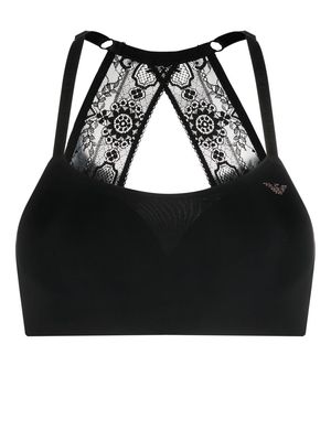 Emporio Armani lace-detail underwear bra - Black