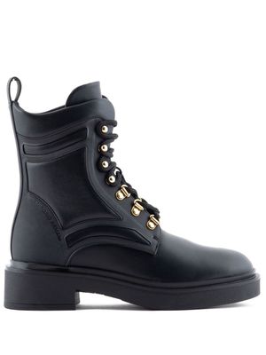 Emporio Armani lace-up leather boots - Black