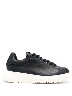 Emporio Armani lace-up leather sneakers - Blue