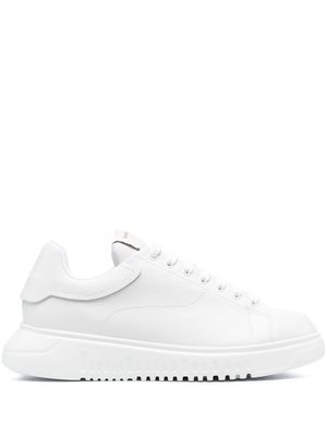 Emporio Armani lace-up leather sneakers - White