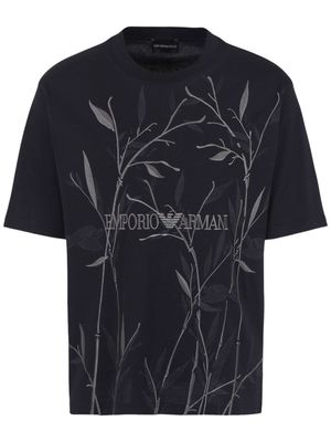 Emporio Armani leaf logo-print T-shirt - Black