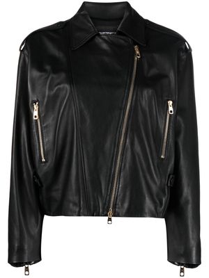 Emporio Armani leather biker jacket - Black