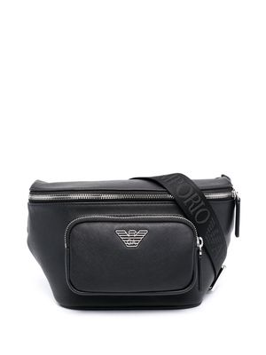 Emporio Armani leather logo-plaque bag - Black