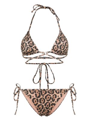 Emporio Armani leopard-print bikini - Black