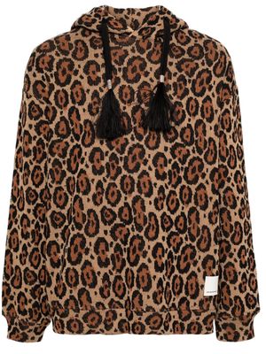 Emporio Armani leopard-print hoodie - Brown
