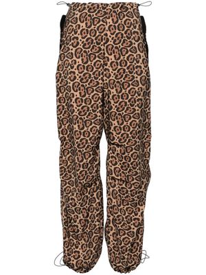 Emporio Armani leopard-print tapered trousers - Neutrals