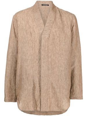 Emporio Armani linen v-neck blazer - Brown