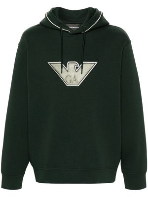 Emporio Armani logo-appliqué cotton hoodie - Green