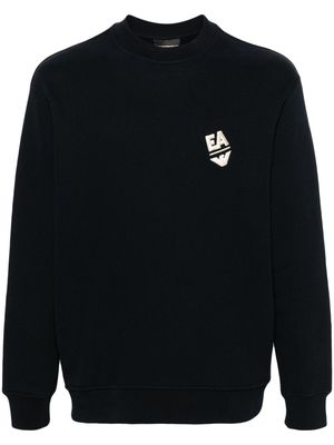 Emporio Armani logo-appliqué cotton sweatshirt - Blue