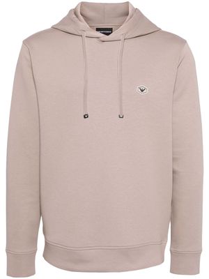 Emporio Armani logo-appliqué hoodie - Neutrals