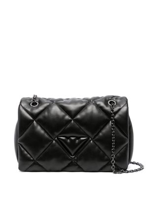 Emporio Armani logo-charm quilted shoulder bag - Black