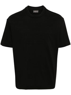 Emporio Armani logo-debossed cotton T-shirt - Black