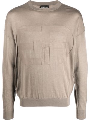 Emporio Armani logo-detail knit jumper - Neutrals