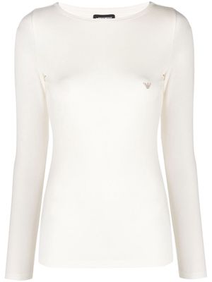 Emporio Armani logo-embellished long-sleeved T-shirt - White