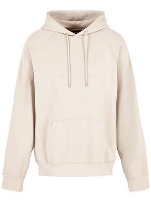 Emporio Armani logo-embossed cotton hoodie - Neutrals
