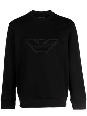Emporio Armani logo-embossed cotton sweatshirt - Black