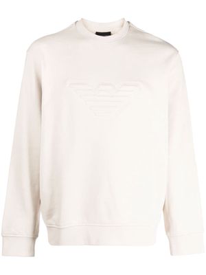 Emporio Armani logo-embossed cotton sweatshirt - Neutrals