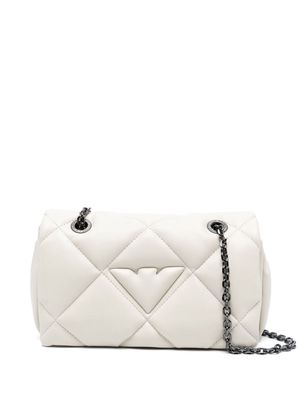 Emporio Armani logo-embossed faux-leather crossbody bag - White