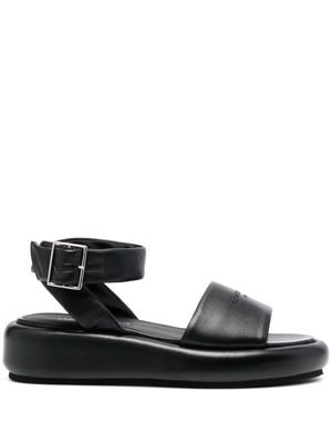 Emporio Armani logo-embossed leather sandals - Black