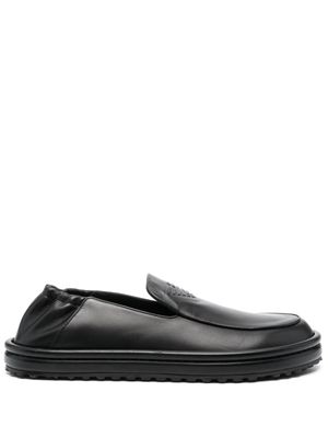 Emporio Armani logo-embossed leather slippers - Black