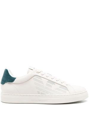 Emporio Armani logo-embossed leather sneakers - White