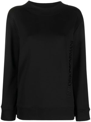 Emporio Armani logo-embossed mock-neck sweatshirt - Black