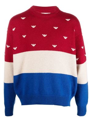 Emporio Armani logo-embroidered colour-block jumper