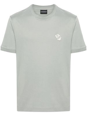 Emporio Armani logo-embroidered cotton T-shirt - 0664 GREY