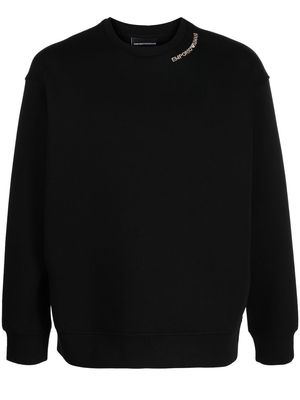 Emporio Armani logo-embroidered crew-neck sweatshirt - Black