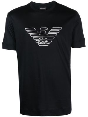 Emporio Armani logo-embroidered crew-neck T-shirt - Blue