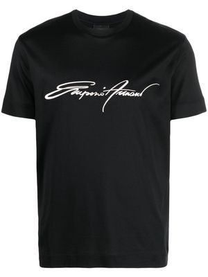 Emporio Armani logo-embroidered crewneck T-shirt - Black