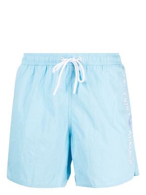 Emporio Armani logo-embroidered drawstring swim shorts - Blue
