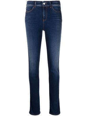 Emporio Armani logo-embroidered high-rise skinny jeans - Blue