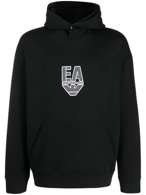 Emporio Armani logo embroidered hoodie - Black