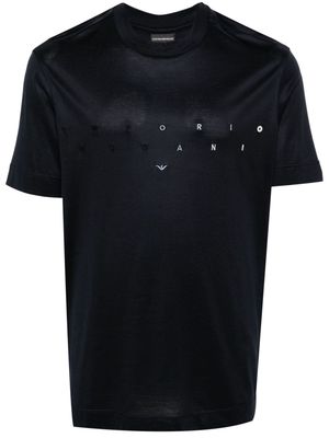 Emporio Armani logo-embroidered jersey T-shirt - Blue