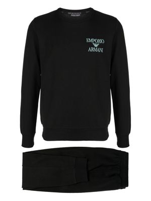 Emporio Armani logo-embroidered loungewear set - Black