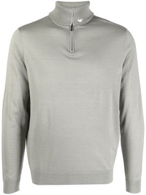 Emporio Armani logo-embroidered neckline jumper - Grey