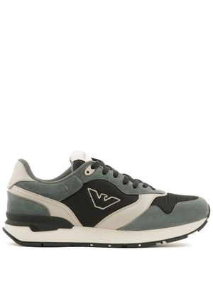 Emporio Armani logo-embroidered panelled sneakers - Grey