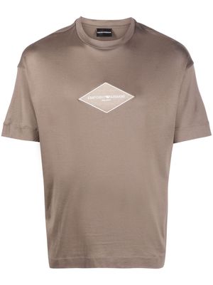 Emporio Armani logo-embroidered short-sleeve T-shirt - Brown