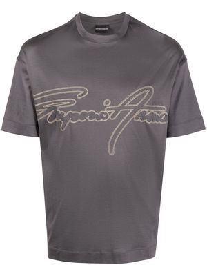 Emporio Armani logo-embroidered short-sleeve T-shirt - Grey