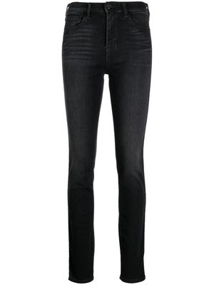 Emporio Armani logo-embroidered skinny jeans - Black