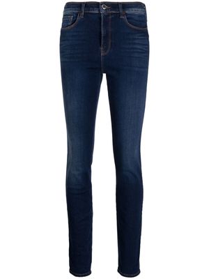 Emporio Armani logo-embroidered skinny jeans - Blue