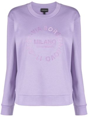 Emporio Armani logo-embroidered sweatshirt - Purple