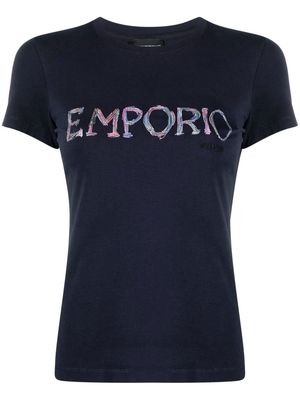Emporio Armani logo-embroidered T-shirt - Blue