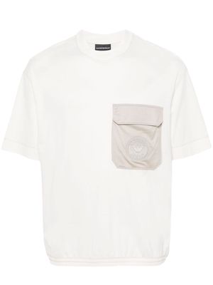 Emporio Armani logo-embroidered T-shirt - Neutrals