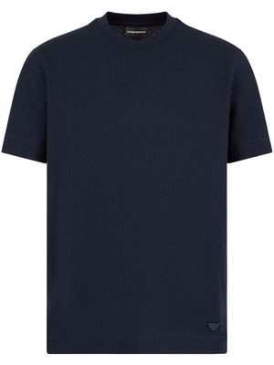 Emporio Armani logo-embroidered textured T-shirt - Blue